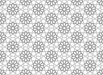 Vector illustration of seamless pattern of floral lines on white background. EPS10.