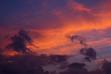 Fototapeta premium Sky with purple and orange cloudy sunset
