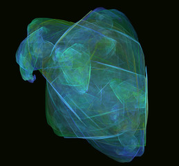 Green blue abstract fractal. Fantasy fractal texture. Digital art. 3D rendering. Computer generated image.