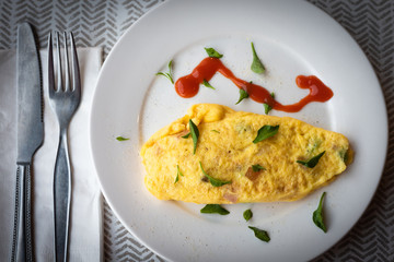 Omelet on a white plate