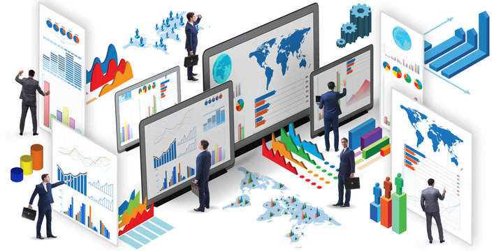 Businessman in business visualization and infographics concept