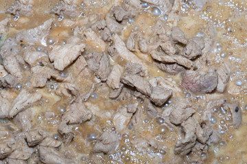 meat pork chopped flavored juicy dish in sauce background culinary base design dish lunch
