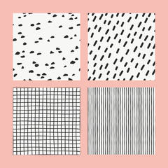 Collections of design elements. Hand Drawn textures made with ink.