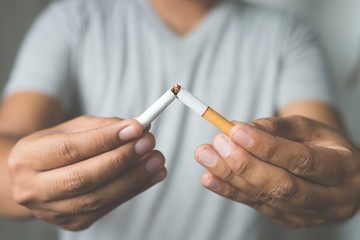 Man refusing cigarettes concept for quitting smoking and healthy lifestyle.or No smoking campaign...