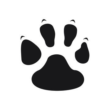 Paw vector icon with nail black symbol on white background