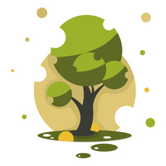 New cartoon style tree icon isolated on white background can use like design element