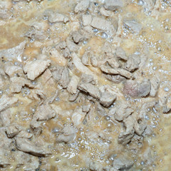 fried meat a lot of pieces of broth light beige pattern mouth-watering base design