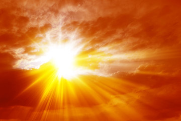 Fototapeta premium Rays of sunshine in the clouds, Holy Spirit