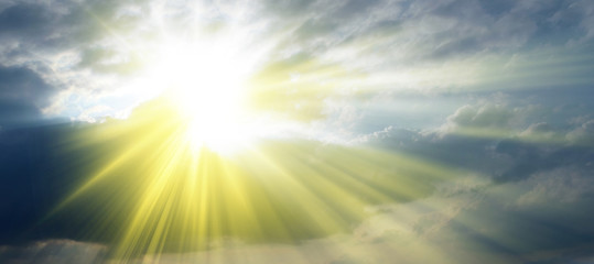 Rays of sunshine in the clouds, Holy Spirit - obrazy, fototapety, plakaty