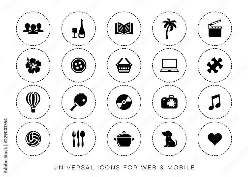 Canvas Prints black vector leisure web and mobile icons