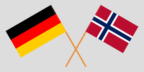 Norway and Germany. The Norwegian and German flags. Official proportion. Correct colors. Vector