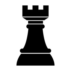 Simple rook (chess piece) icon. Black silhouette. Flat design. Isolated on white - obrazy, fototapety, plakaty