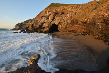 Tregardock Beach Cornwall at sunset