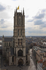Fototapeta na wymiar Top view of a church in Gent, Belgium