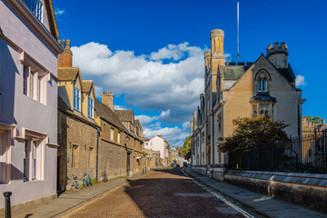View of Merton Street and the Merton College, in Oxford, England.
