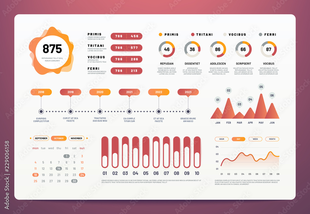 Poster infographics dashboard. modern ui with statistics graphs, pie charts, workflow info chart. website a
