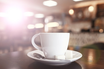 English tea in a cafe / cup and kettle with five o'clock tea