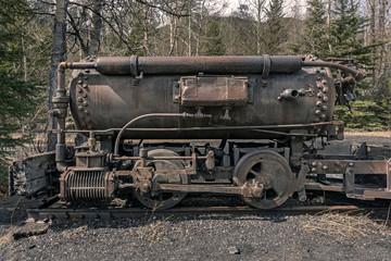 Fototapeta na wymiar Abandoned Coal Mine Engine aka Iron Goat at Bankhead Canada