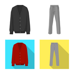 Vector design of man and clothing symbol. Set of man and wear vector icon for stock.