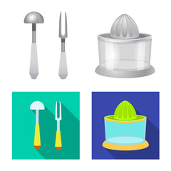 Isolated object of kitchen and cook logo. Set of kitchen and appliance stock vector illustration.