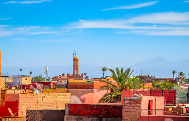 Obraz premium Panoramic view of Marrakech and old medina, Morocco