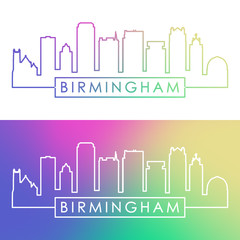 Birmingham USA skyline. Colorful linear style. Editable vector file.