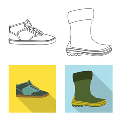 Vector design of shoe and footwear icon. Set of shoe and foot stock vector illustration.