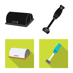 Isolated object of kitchen and cook logo. Collection of kitchen and appliance stock vector illustration.