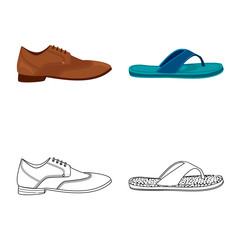 Isolated object of shoe and footwear symbol. Collection of shoe and foot stock vector illustration.