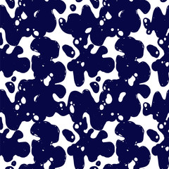 Abstract vector ink blob seamless pattern.