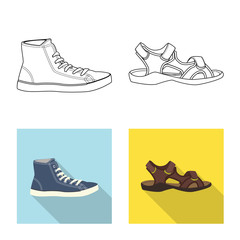 Isolated object of shoe and footwear icon. Collection of shoe and foot vector icon for stock.