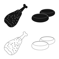 Isolated object of meat and ham icon. Collection of meat and cooking vector icon for stock.