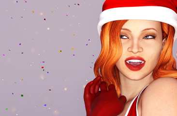 Sexy woman in christmas outfit,3d illustration