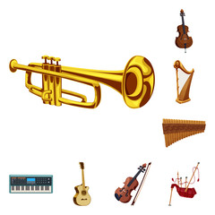Vector design of music and tune icon. Collection of music and tool stock vector illustration.