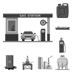 Vector illustration of oil and gas sign. Collection of oil and petrol stock symbol for web.