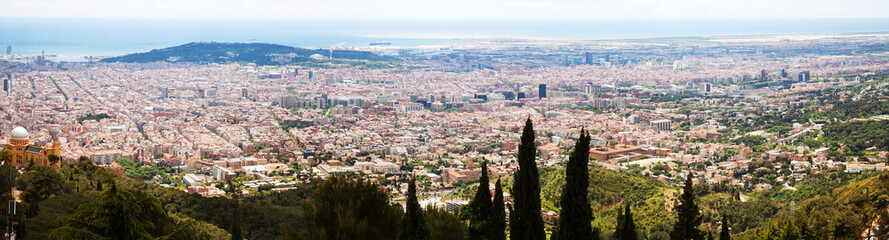 Top panoramic view of  european city. Barcelona