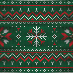 Christmas knitted pattern. Winter geometric seamless pattern. Design for sweater, scarf, comforter or clothes texture.