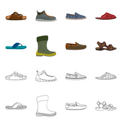 Isolated object of shoe and footwear logo. Collection of shoe and foot vector icon for stock.