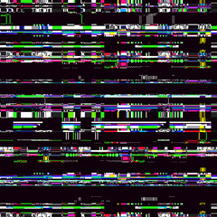 Obraz premium Glitch background. Computer screen error. Digital pixel noise abstract design. Video game glitch. Television signal fail. Data decay. Technical problem grunge wallpaper.