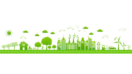 World environmental with sustainable development, Ecology friendly and green city concept,vector illustration