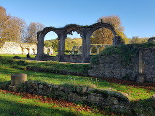 Fototapeta na wymiar Hailes Abbey ruins, English Heritage building