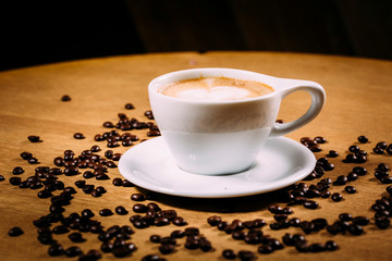 Perfect cup of  latte on a wooden table