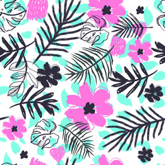 Hipster Exotic  Leaves Pattern Vector  Illustration for Surface , Invitation , Notebook, Banner , Wrap Paper ,Textiles, Cover, Magazine ,Postcard Background ,Textile , Wallpaper, Fashion 