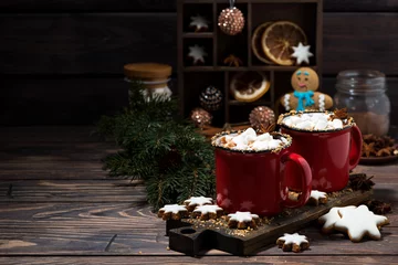 Photo sur Plexiglas Chocolat boisson d& 39 hiver confortable chocolat chaud