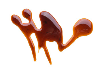 Puddle of tasty soy sauce isolated on a white background