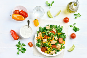 Vegetable salad with chicken meat
