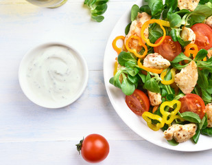 Vegetable salad with chicken meat
