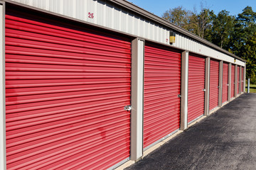 Numbered self storage and mini storage garage units