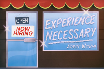 Now Hiring. Experience Necessary. Business Concept Illustration.