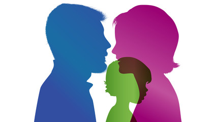 Mom and dad adopt a child. Adoption. Vector color profile silhouette